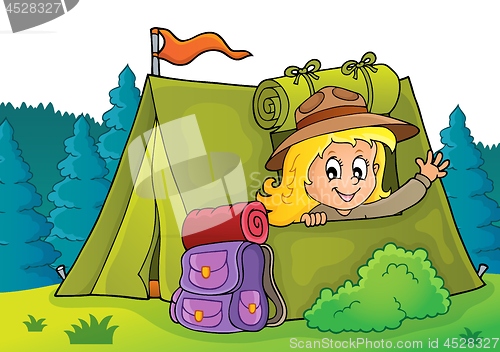 Image of Scout girl in tent theme 2
