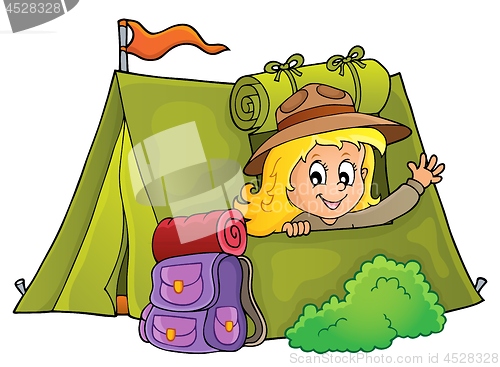 Image of Scout girl in tent theme 1