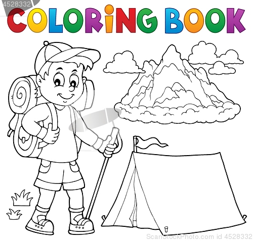 Image of Coloring book hiker boy topic 1