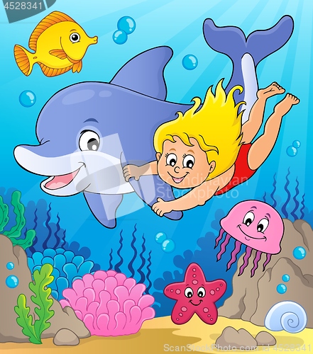 Image of Girl and dolphin image 2