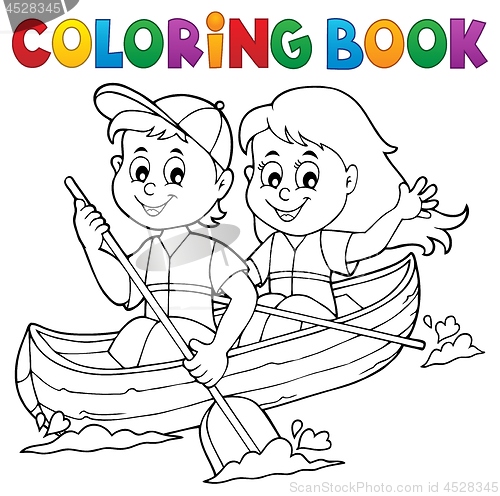 Image of Coloring book kids in boat theme 1