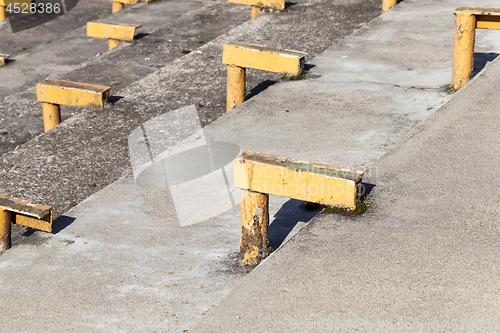 Image of metal supports for benches