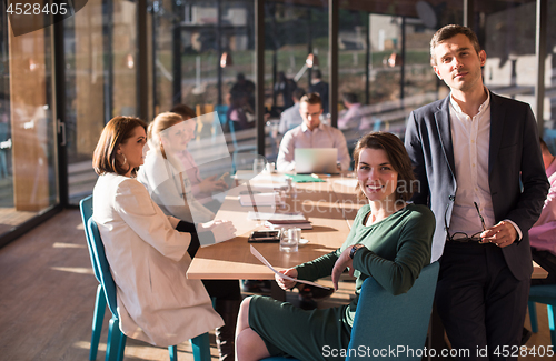 Image of Business Team At A Meeting at modern office building