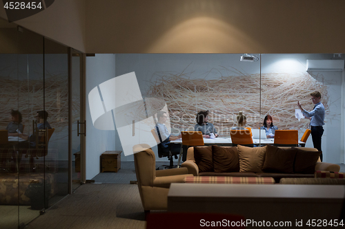 Image of Business Team At A Meeting at modern office building