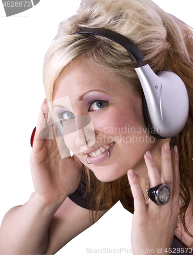 Image of Cute Girl Listening to Music