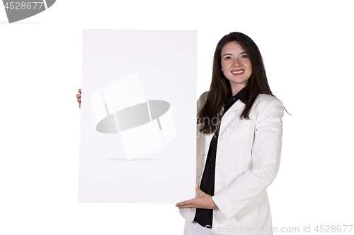 Image of Woman Holding a Blank Sign