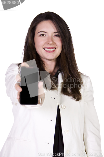 Image of Beautiful Woman Holding a Cell Phone