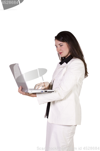Image of Beautiful Girl Holding a Laptop