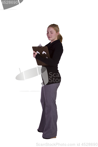 Image of Beautiful Girl With a Clipboard