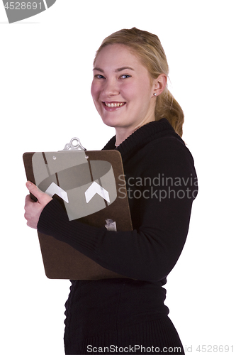 Image of Beautiful Girl With a Clipboard