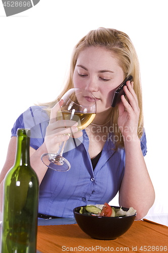 Image of Beautiful Girl Eating Salad