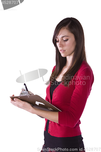 Image of Beautiful Girl With a Clipboard