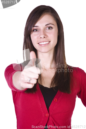 Image of Beautiful Girl Giving the Thumbs Up