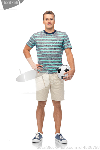 Image of smiling young man with soccer ball