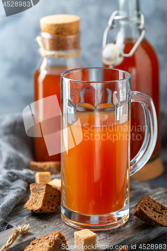 Image of Bread kvass. Refreshing drink of Russian cuisine.