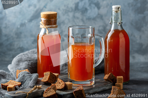 Image of Homemade bread kvass. Russian cuisine.