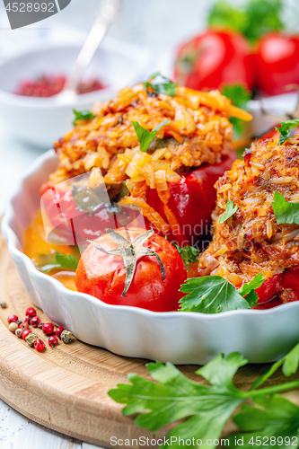 Image of Peppers stuffed with meat and vegetables.