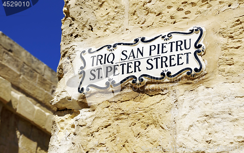 Image of St. Peter Street sign in Mdina