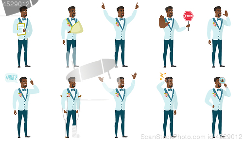 Image of Vector set of illustrations with groom character.