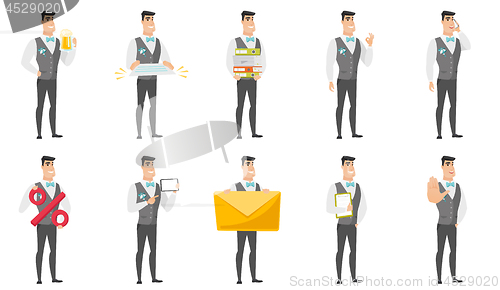 Image of Vector set of illustrations with groom character.