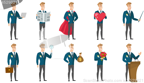 Image of Vector set of illustrations with groom character.