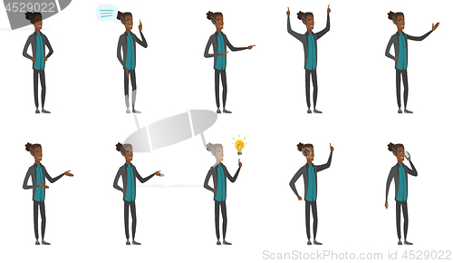 Image of Young african businessman vector illustrations set