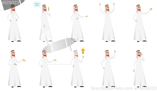 Image of Muslim businessman vector illustrations set.