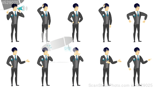 Image of Vector set of illustrations with groom character.