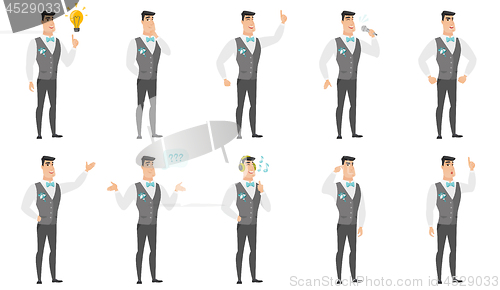 Image of Vector set of illustrations with groom character.