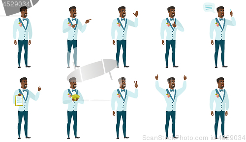 Image of Vector set of illustrations with groom character.