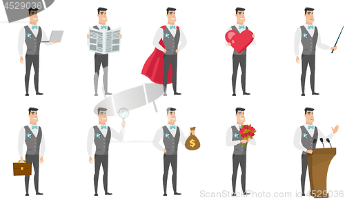 Image of Vector set of illustrations with groom character.