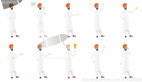 Image of Muslim businessman vector illustrations set.