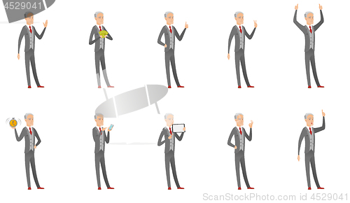 Image of Caucasian old businessman vector illustrations set