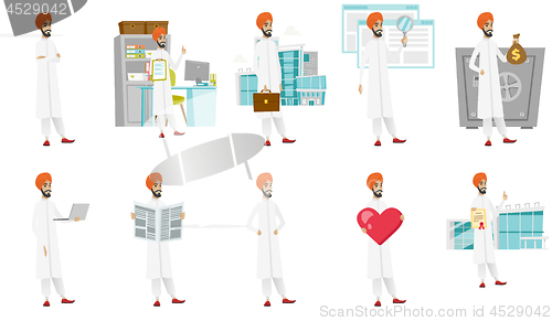 Image of Muslim businessman vector illustrations set.