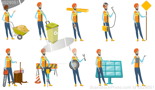 Image of Indian builder vector illustrations set.