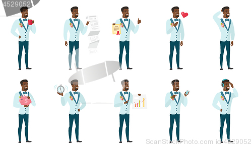 Image of Vector set of illustrations with groom character.