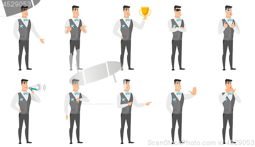 Image of Vector set of illustrations with groom character.