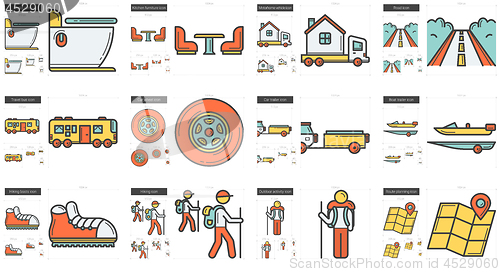 Image of Travel and holiday line icon set.