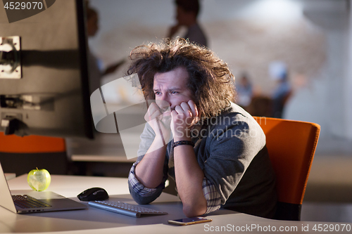 Image of businessman relaxing at the desk