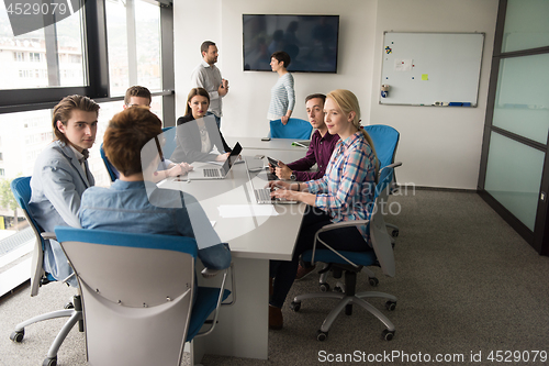 Image of Business Team At A Meeting at modern office building