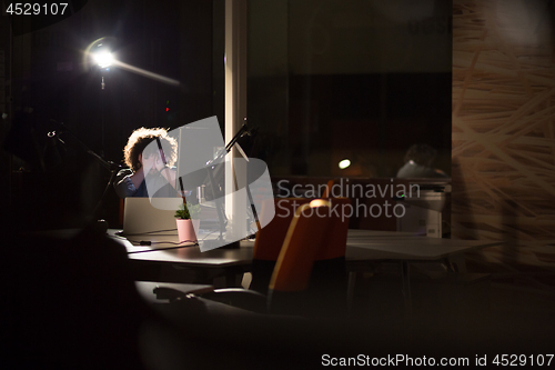 Image of businessman relaxing at the desk