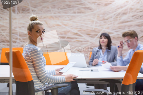 Image of Business Team At A Meeting at modern office building