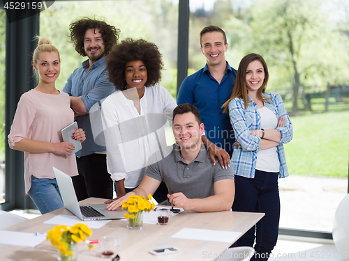 Image of Multiethnic startup Business Team At A Meeting at modern office 