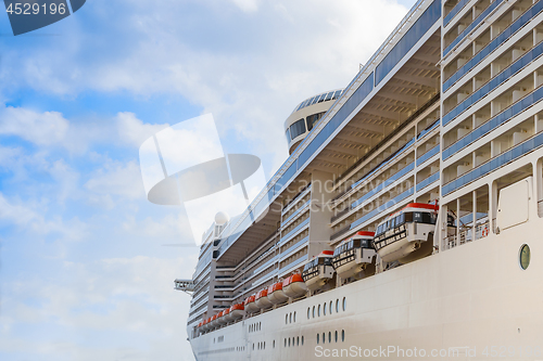 Image of Cruise liner passenger ship with lifeboats 