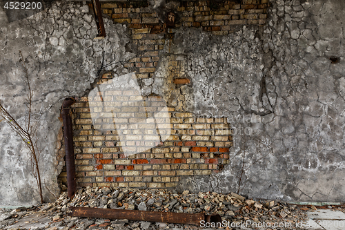 Image of Abandoned damaged building wall