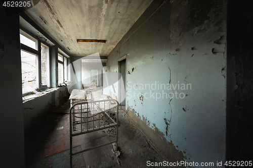 Image of Abandoned hallway of Pripyat Hospital, Chernobyl Excusion zone 2019