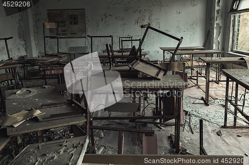 Image of Abandoned Classroom in School number 5 of Pripyat, Chernobyl Exclusion Zone 2019