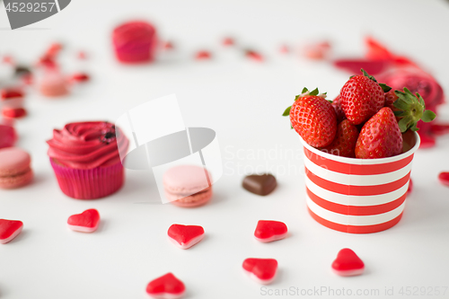 Image of close up of red treats for valentines day