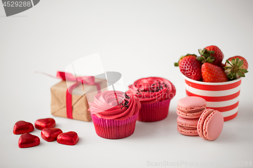 Image of close up of red sweets for valentines day