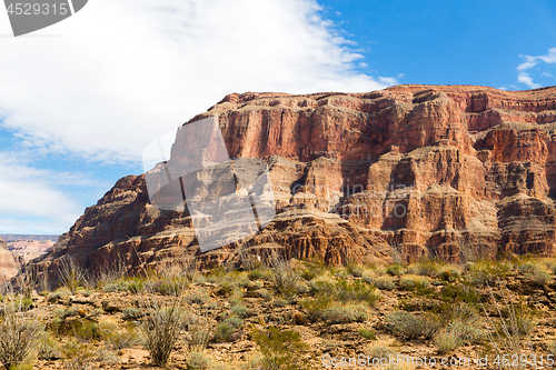 Image of view of grand canyon cliffs and desert